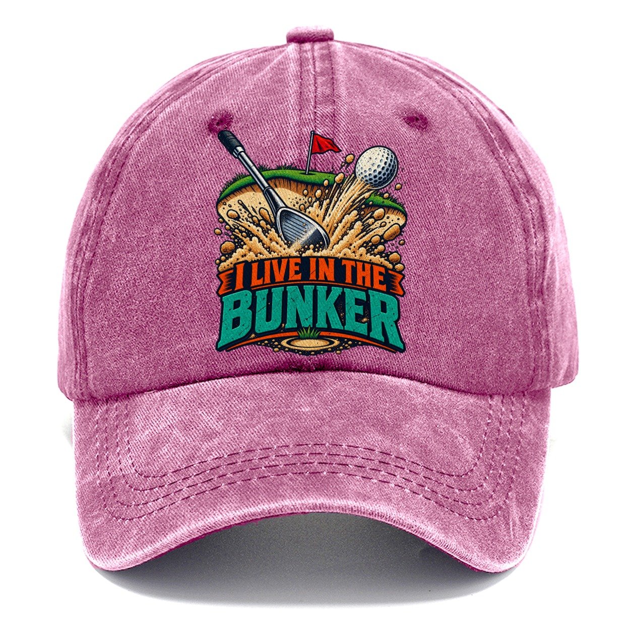 I Live In The Bunker Golf Life Classic Cap – Dusty Rose