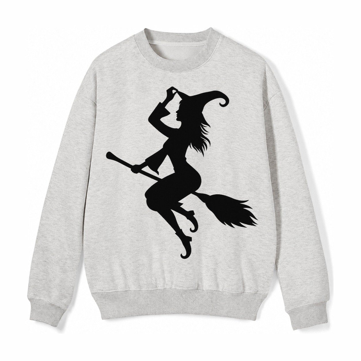 202308151409 Witch On Broom 4 Fleece Sweatshirt – Light Gray