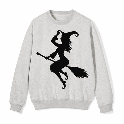 202308151409 Witch On Broom 4 Fleece Sweatshirt – Light Gray