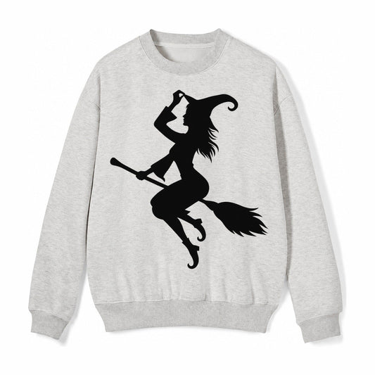 202308151409 Witch On Broom 4 Fleece Sweatshirt – Light Gray