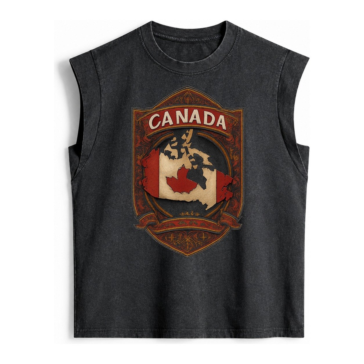 Canada Map Vintage Washed Tank – Black