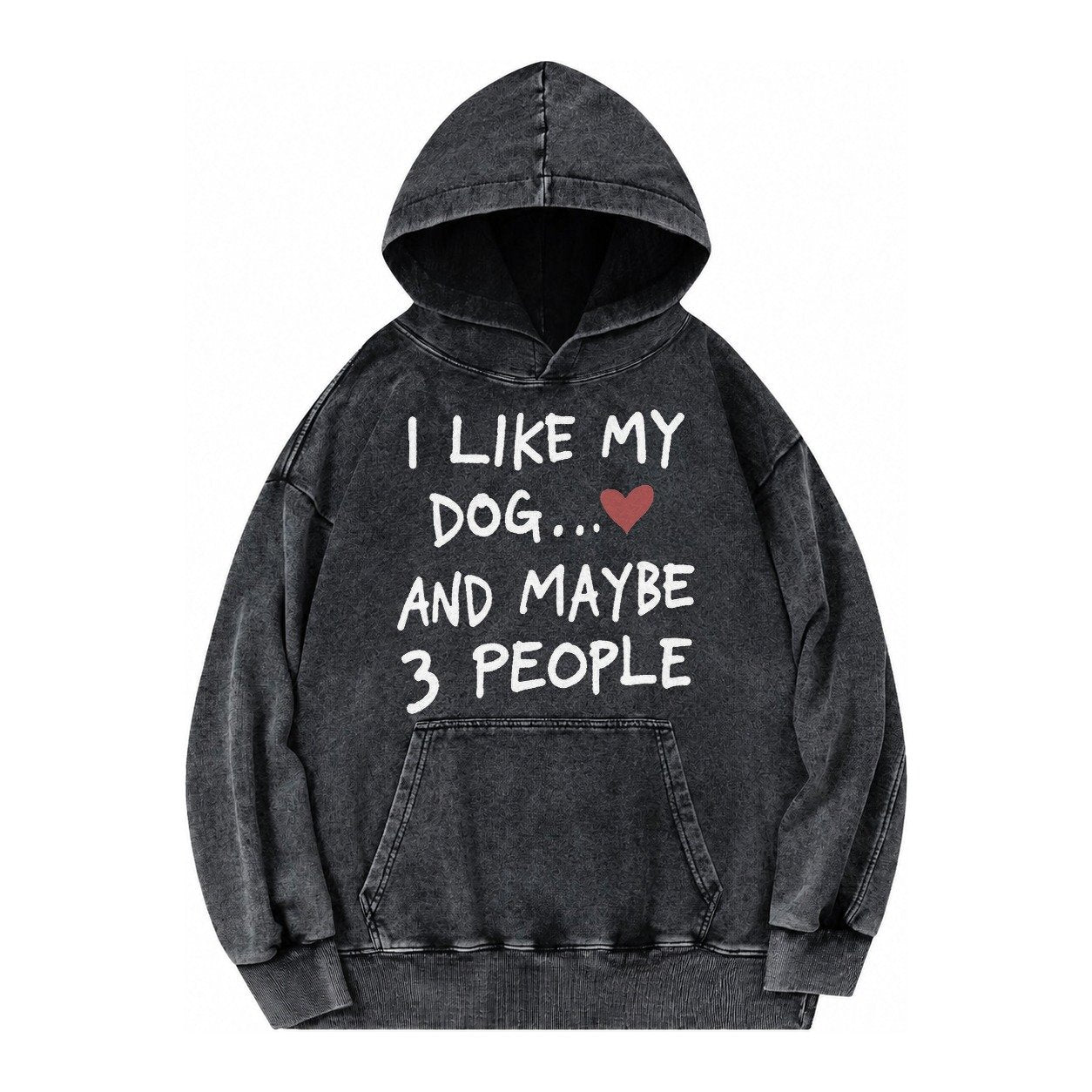 Dog Maybe 3 People Vintage Washed Hoodie – Black
