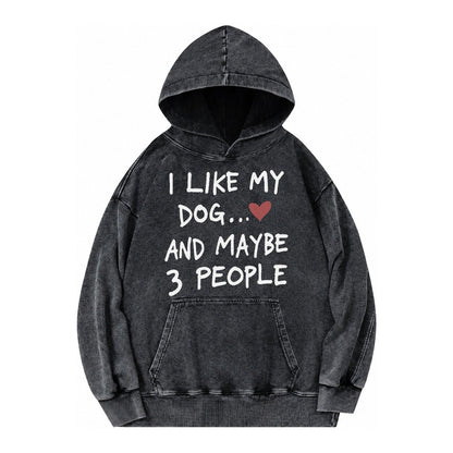 Dog Maybe 3 People Vintage Washed Hoodie – Black