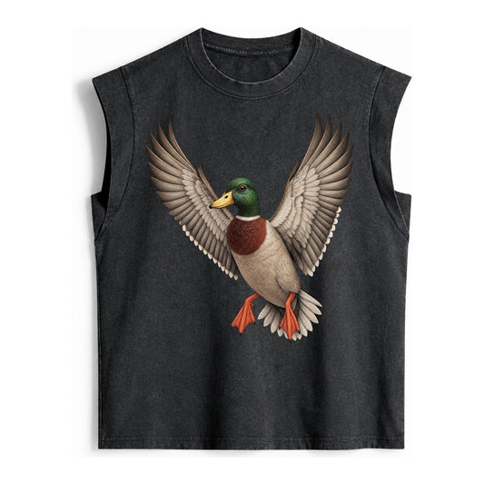 Mallard In Flight Vintage Washed Tank – Black