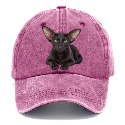 Oriental Shorthair Reclining Paws Forward Realistic Cat Portrait Classic Cap – Dusty Rose