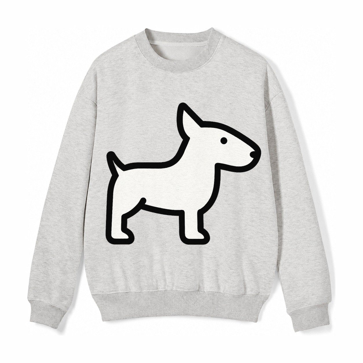 Bull Terrier White Egg Shaped Head Flat Side Profile Fleece Sweatshirt – Light Gray