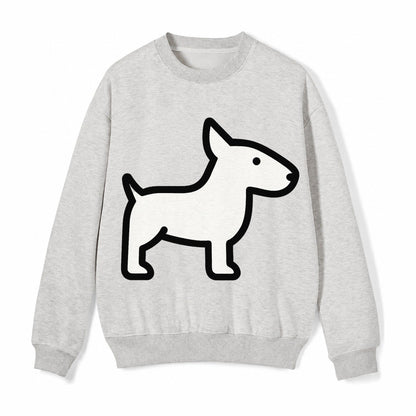 Bull Terrier White Egg Shaped Head Flat Side Profile Fleece Sweatshirt – Light Gray