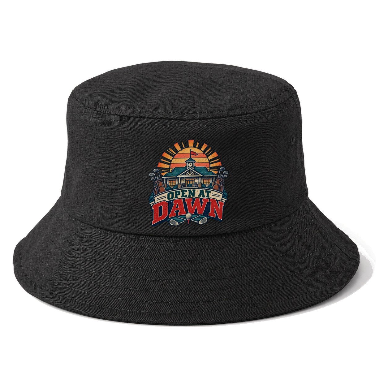 Open At Dawn Golf Life Bucket Hat – Black