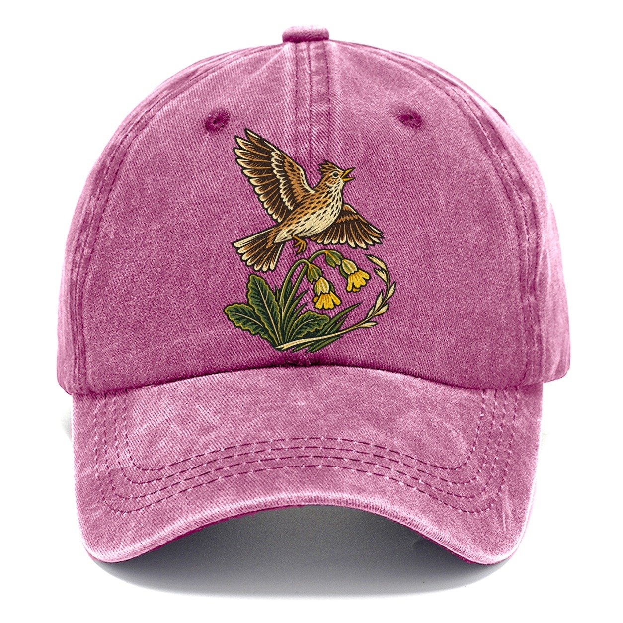 South Downs Skylark And Cowslip Uk Culture Heritage Classic Cap – Dusty Rose