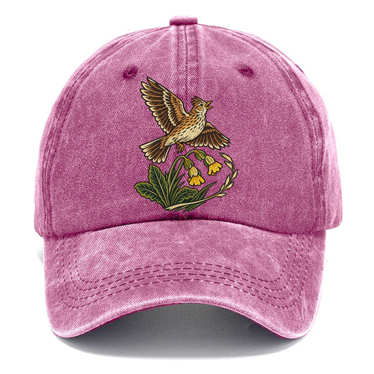South Downs Skylark And Cowslip Uk Culture Heritage Classic Cap – Dusty Rose