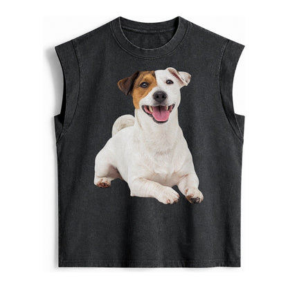Jack Russell Terrier Dog Vintage Washed Tank – Black