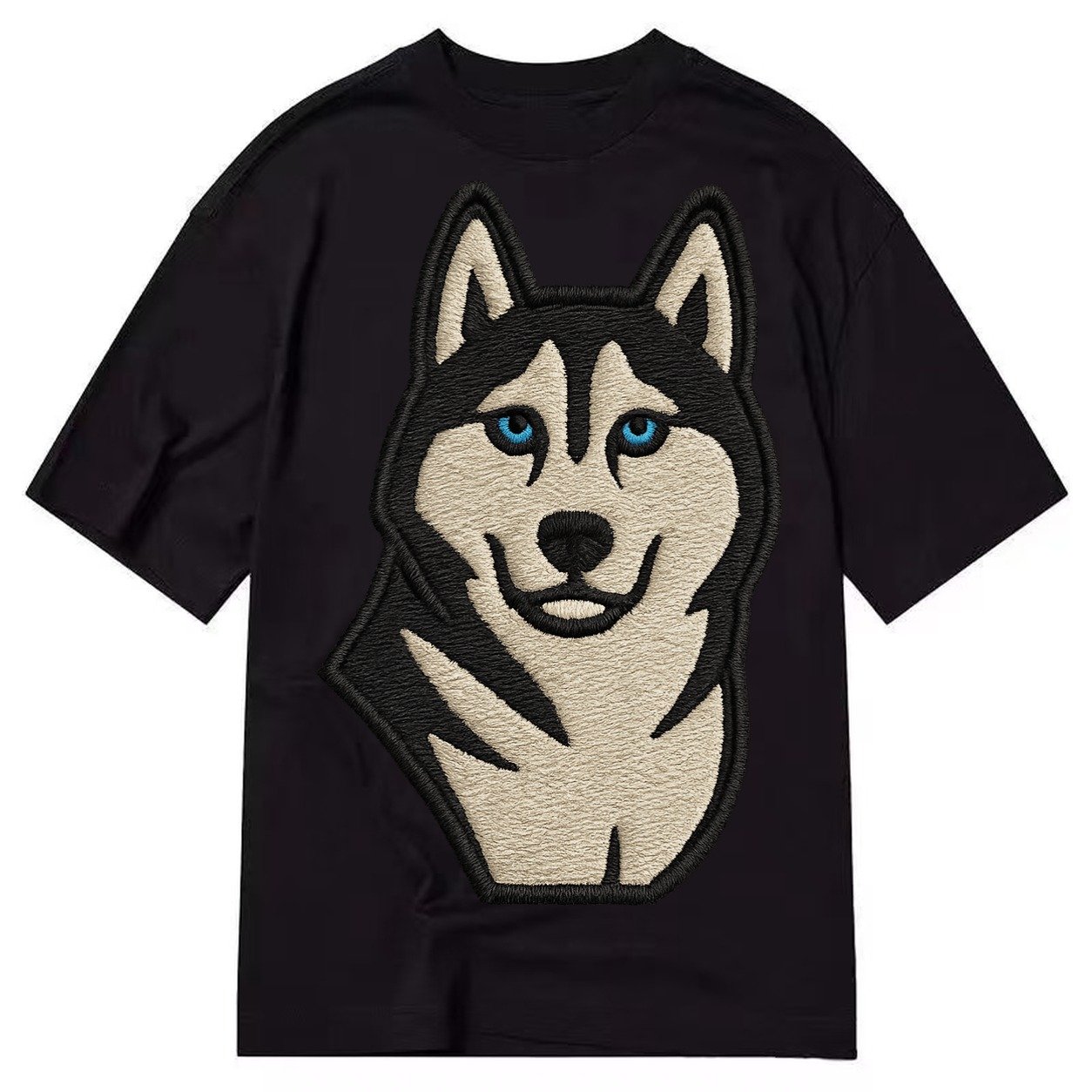 Husky Blue Eyes Close Up Portrait Classic T-shirt – Black