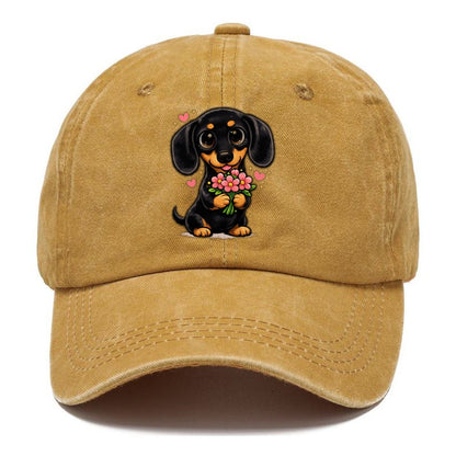Dachshund Flower Bouquet Classic Cap – Golden Harvest