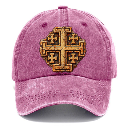 Carved Jerusalem Limestone Relief Jerusalem Cross Classic Cap – Dusty Rose
