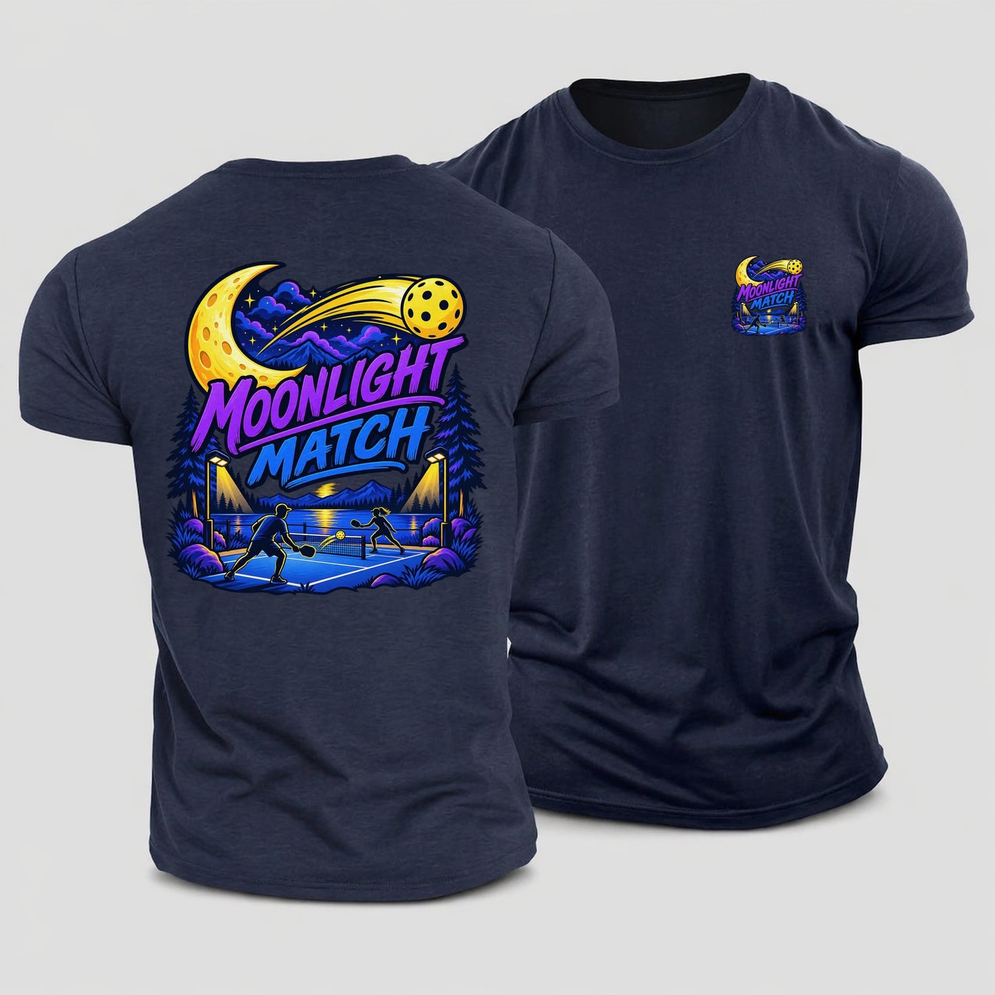 Moonlight Match Pickleball Life Cotton T-Shirt – Navy