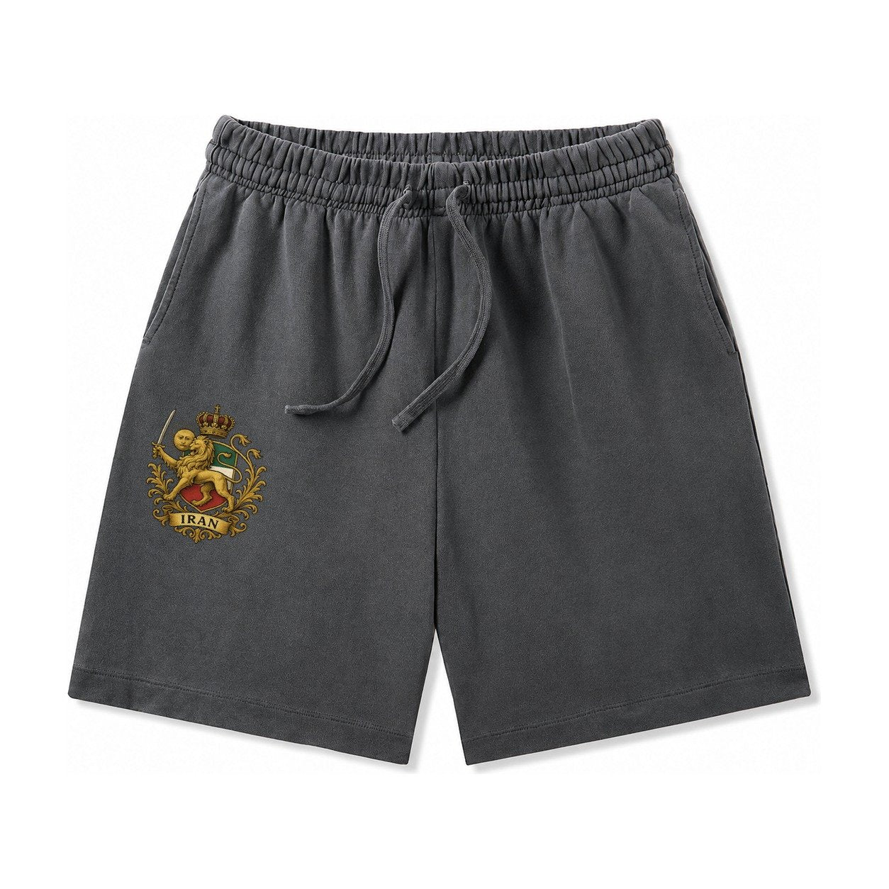 Royal Iran Coat Of Arms Washed Shorts – Dark Gray