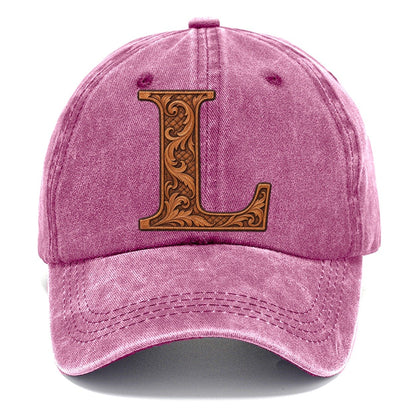 Tooled Leather L Monogram Classic Cap – Dusty Rose
