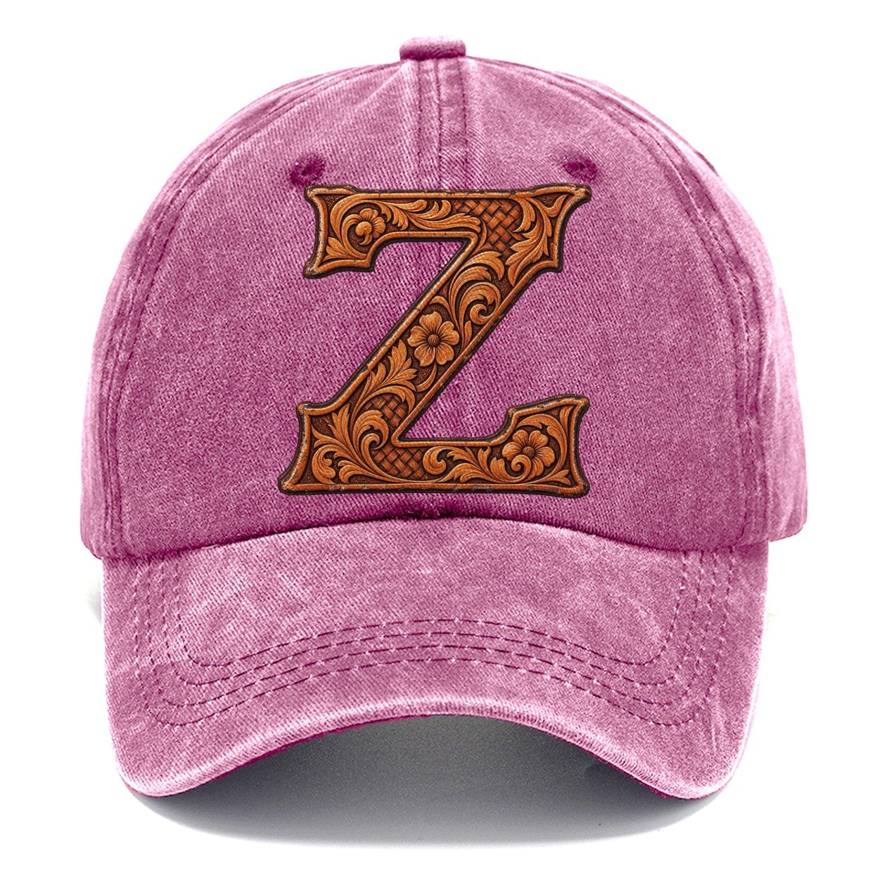 Tooled Leather Z Monogram Classic Cap – Dusty Rose