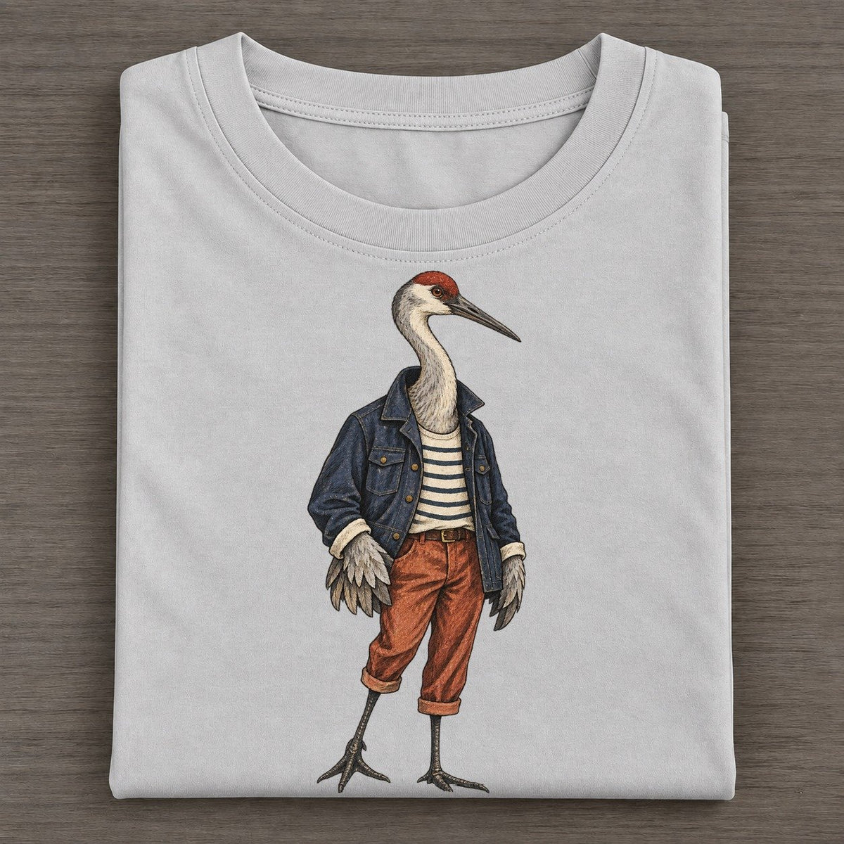 Sandhill Crane Wardrobe Portrait Wild Wardrobe Portraits Classic T-shirt – Grey