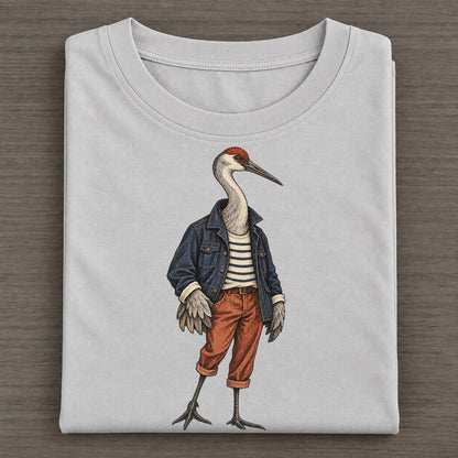 Sandhill Crane Wardrobe Portrait Wild Wardrobe Portraits Classic T-shirt – Grey