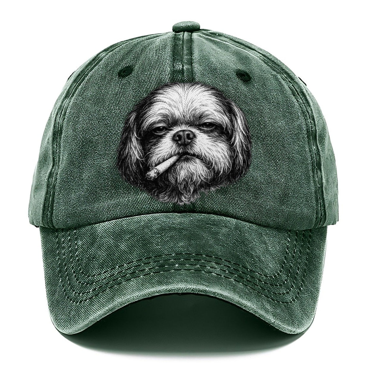 Shih Tzu A Lit Cigarette Smoking Dogs Smoking Dogs Portraits Classic Cap – Forest Mist
