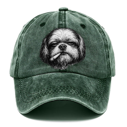 Shih Tzu A Lit Cigarette Smoking Dogs Smoking Dogs Portraits Classic Cap – Forest Mist
