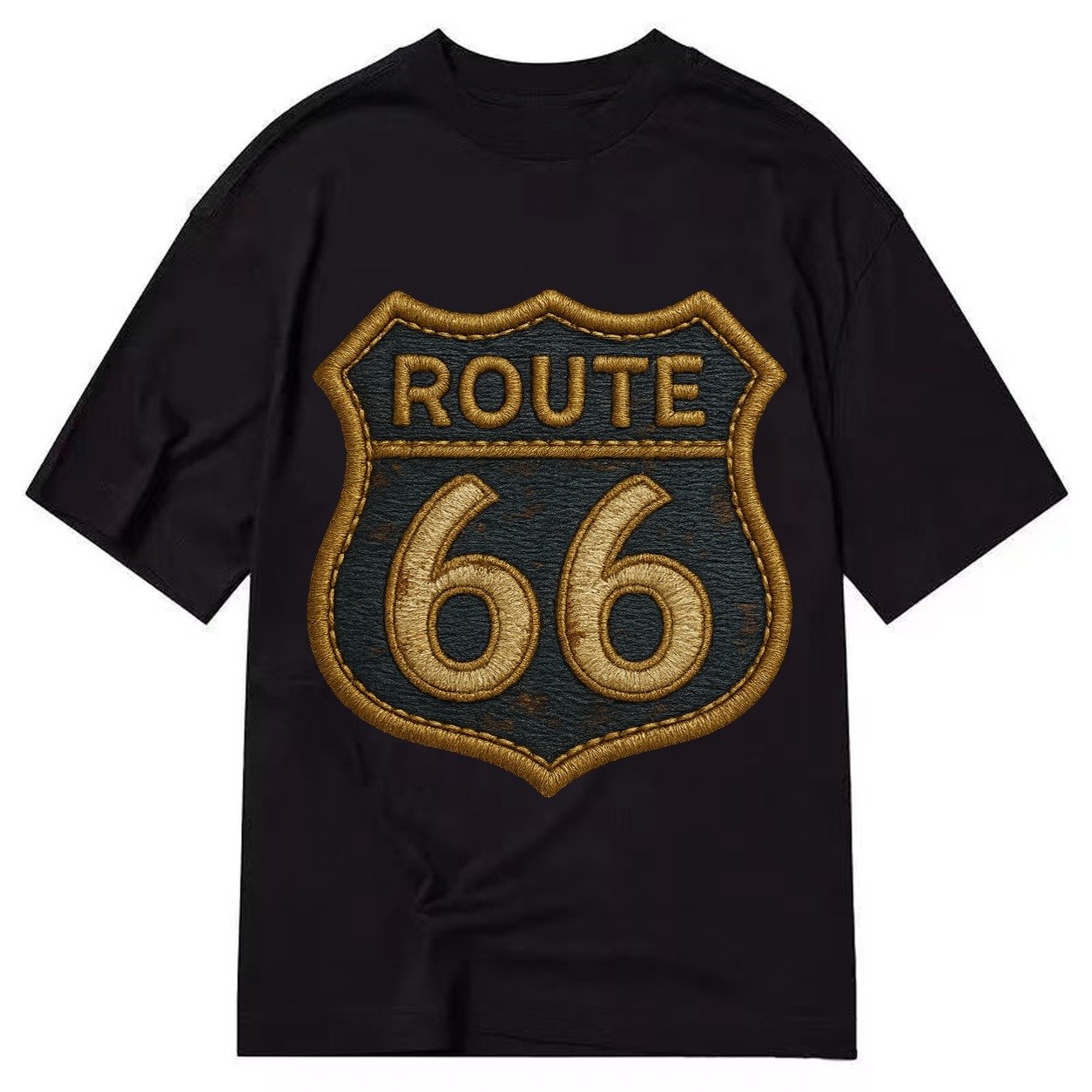 Route 66 Highway Shield With Worn Paint Classic T-shirt – Black