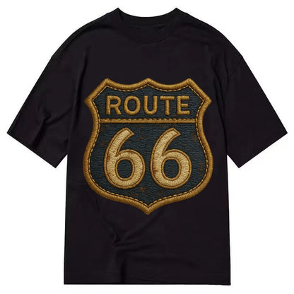 Route 66 Highway Shield With Worn Paint Classic T-shirt – Black