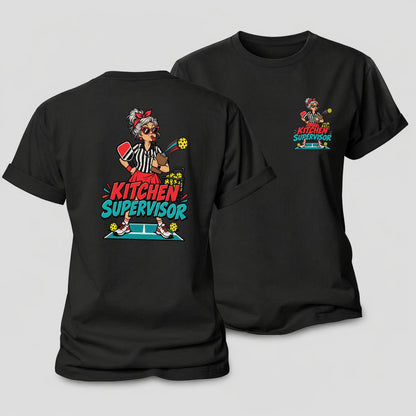 Kitchen Supervisor Pickleball Life Women's Cotton T-Shirt – Black
