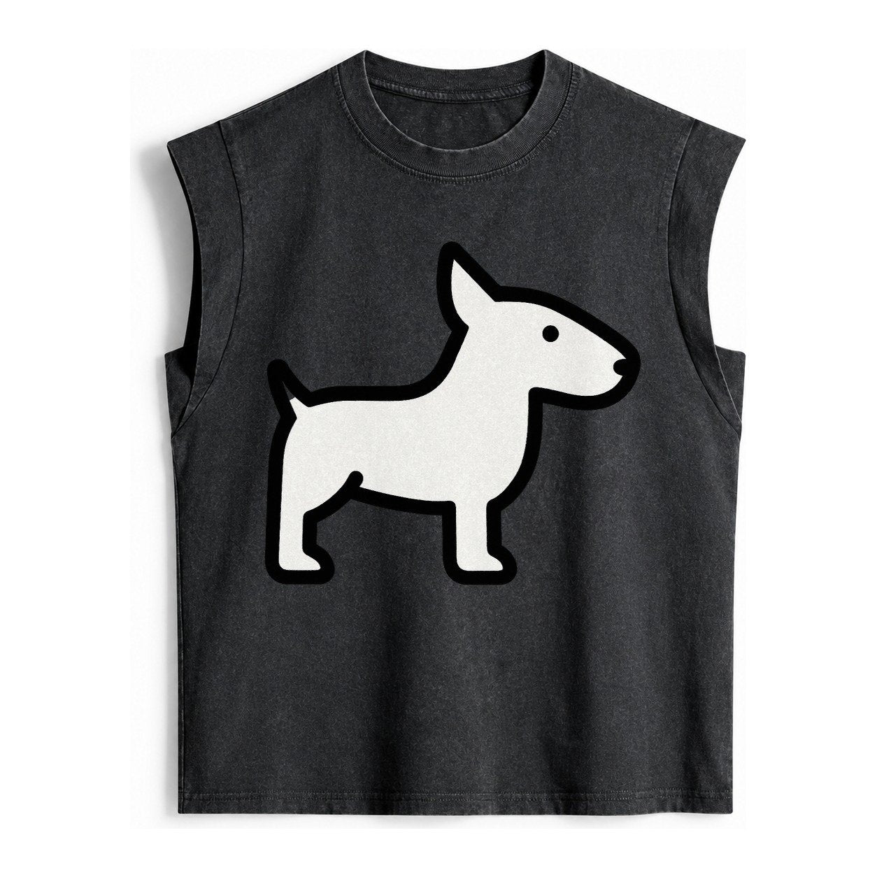 Bull Terrier White Egg Shaped Head Flat Side Profile Vintage Washed Tank – Black