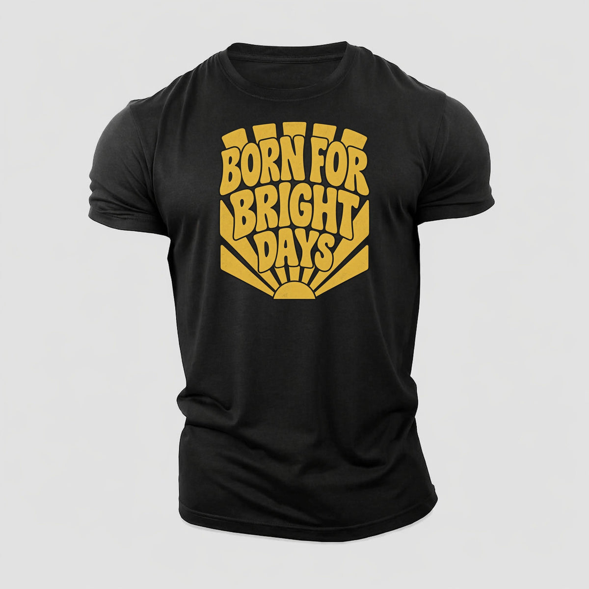 Born For Bright Days Sunburst Sayings Cotton T-Shirt – Black