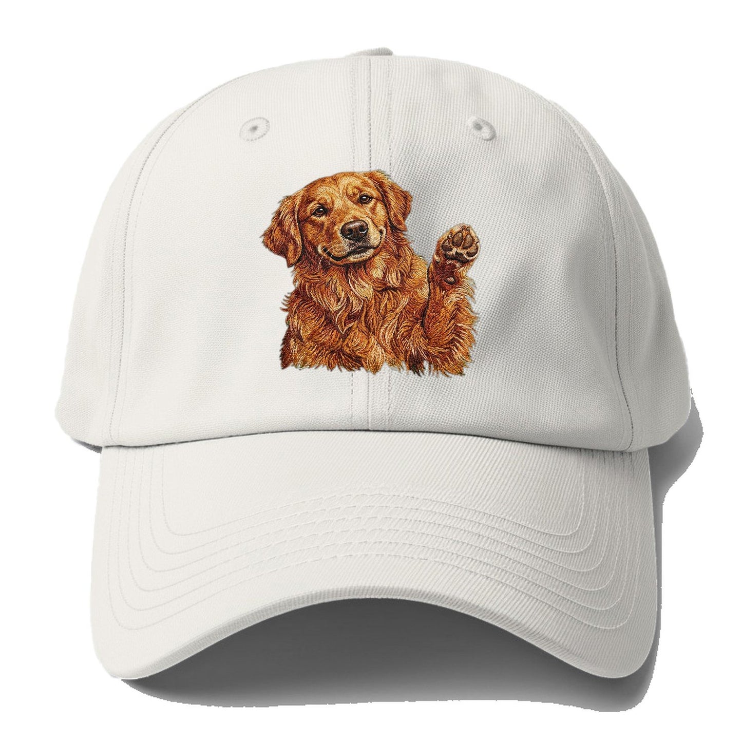Golden Retriever Embroidered Baseball Cap – Off White