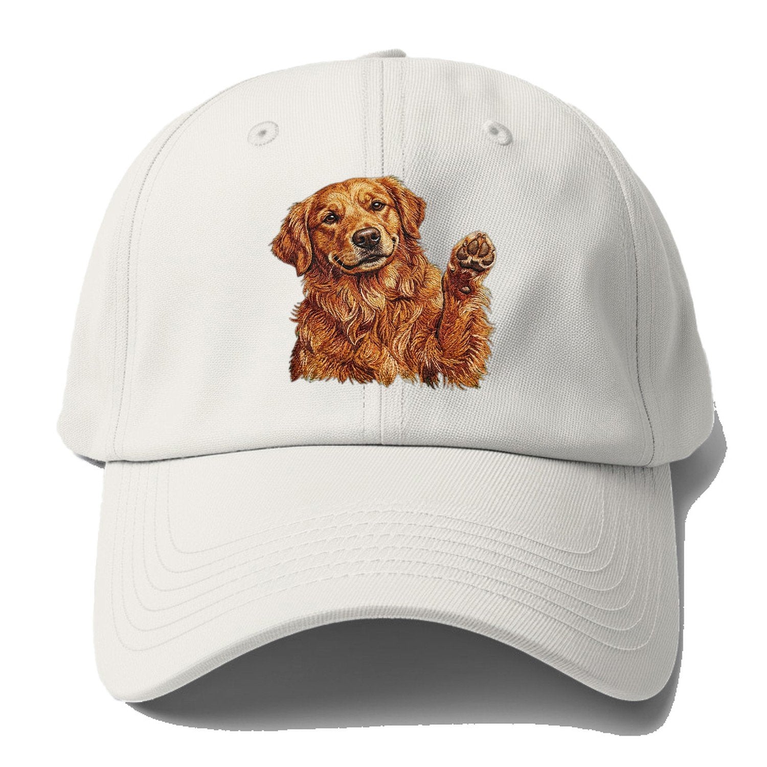 Golden Retriever Embroidered Baseball Cap – Off White