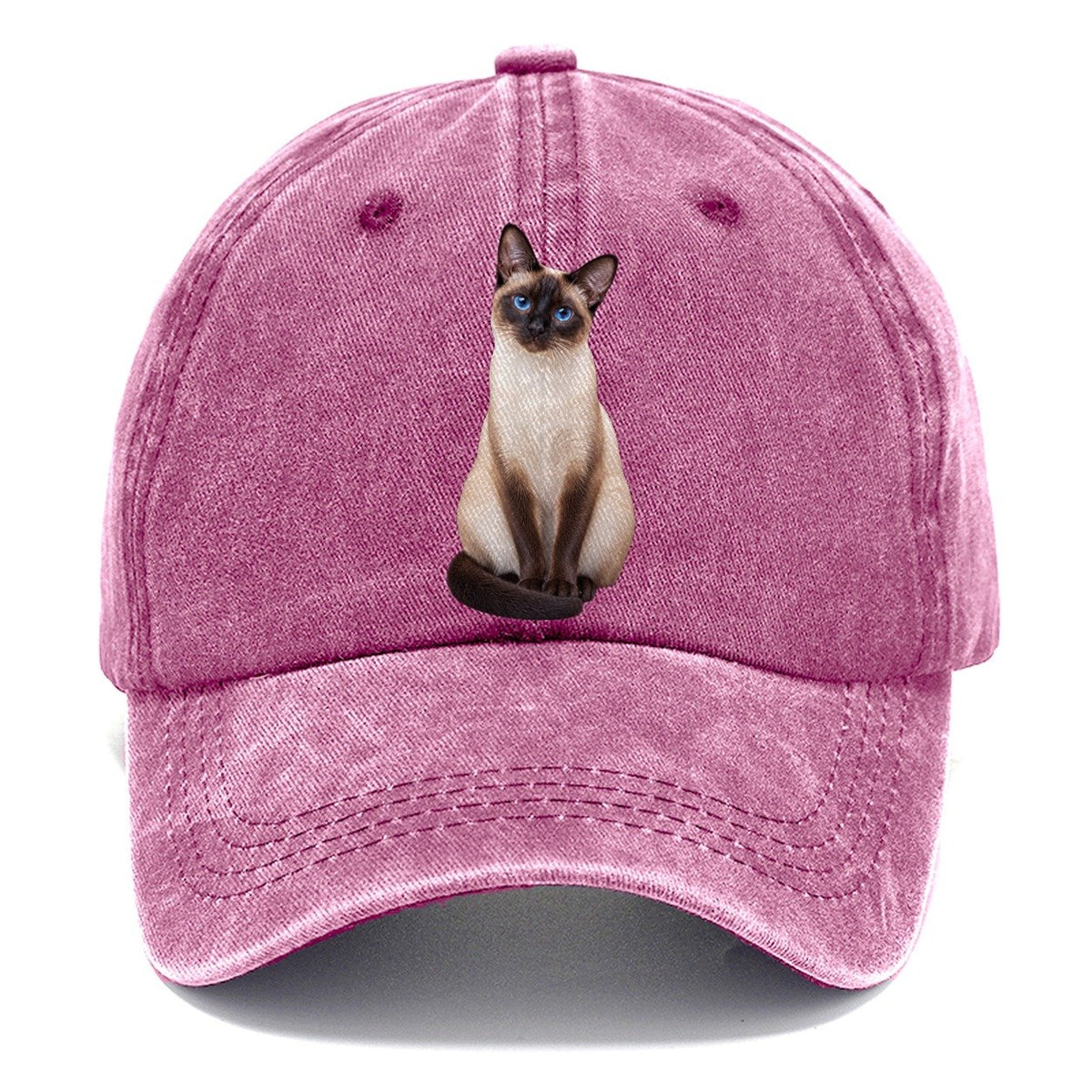 Siamese Seated Portrait Realistic Cat Portrait Classic Cap – Dusty Rose