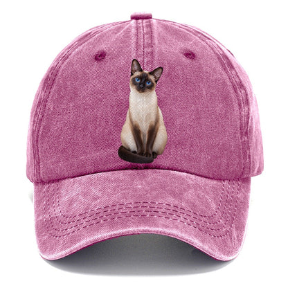 Siamese Seated Portrait Realistic Cat Portrait Classic Cap – Dusty Rose