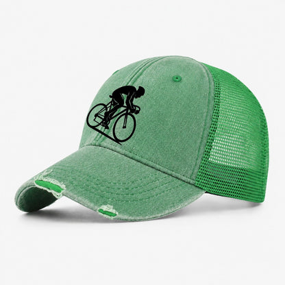 Sprint Cyclist Racing Stance Washed Trucker Hat – Ink Green