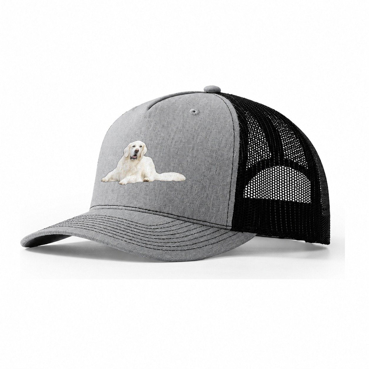 White English Cream Golden Retrievers Trucker Hat – Sport Grey Black