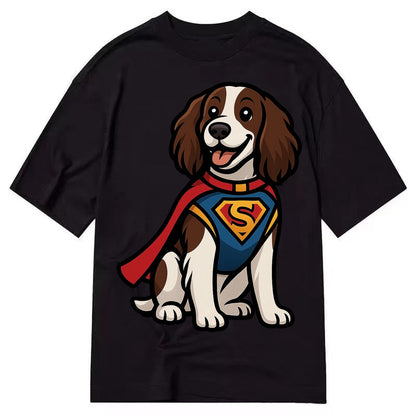 Springer Spaniel Friendly Hero Sitting Attentive With Paws V Classic T-shirt – Black