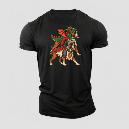 2 Boxers In Halloween Costumes Hdp 32 Parade Lineup Halloween Dog Parade Cotton T-Shirt – Black