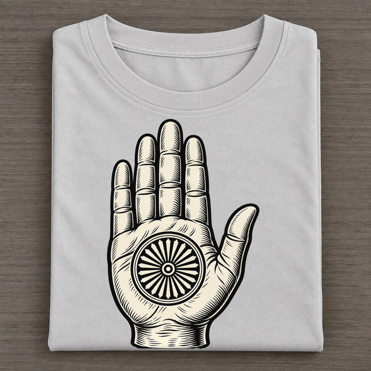 Jain Ahimsa Hand And Wheel World Faiths Ink Figures Classic T-shirt – Grey