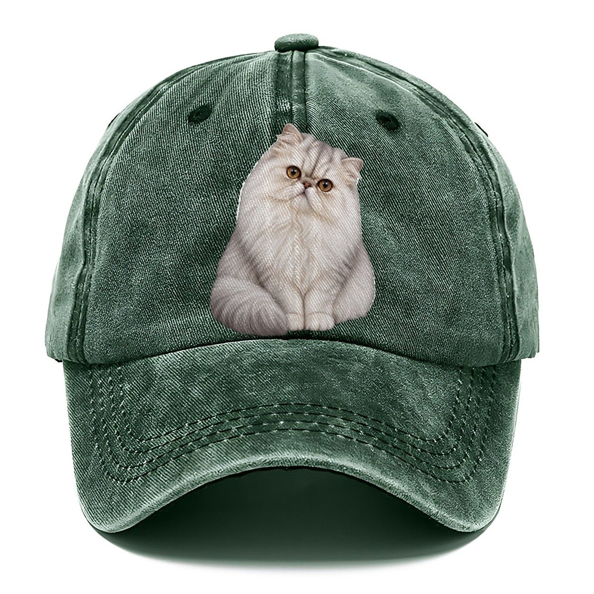Persian Seated Portrait Realistic Cat Portrait Classic Cap – Forest Mist