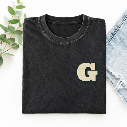 Initial G Left Chest Vintage T-shirt – Black