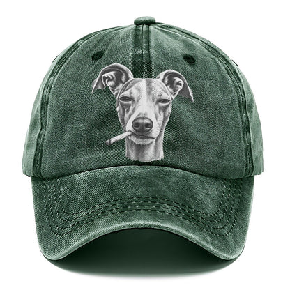Whippet A Loosely Hand Rolled Cigarette Smoking Dogs Smoking Dogs Portraits Classic Cap – Forest Mist