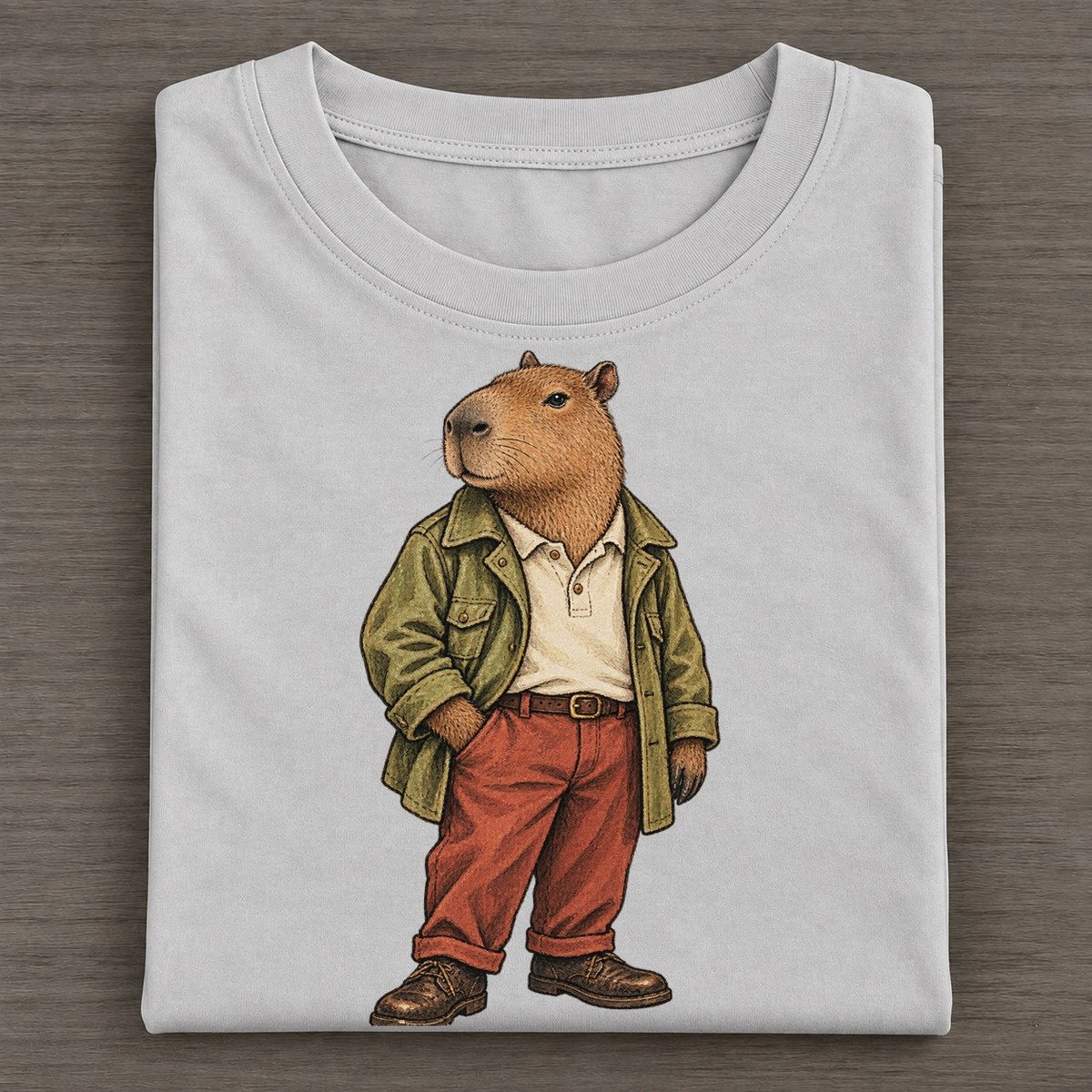 Capybara Wardrobe Portrait Wild Wardrobe Portraits Classic T-shirt – Grey