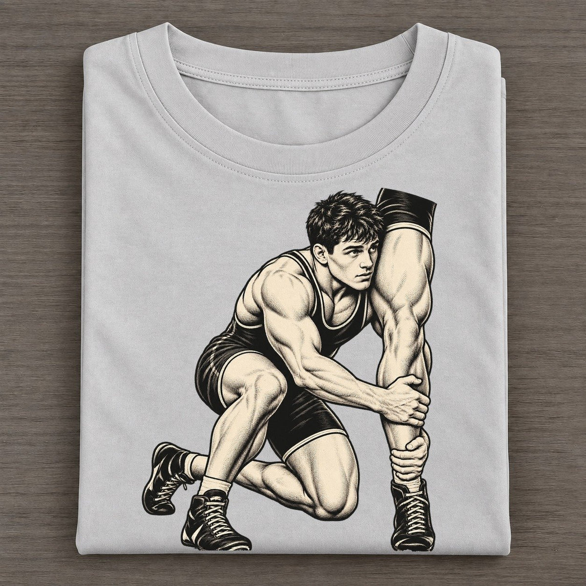 Wrestler Single Leg Entry Global Sports Ink Figures Classic T-shirt – Grey
