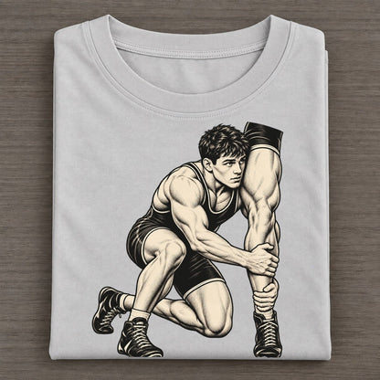 Wrestler Single Leg Entry Global Sports Ink Figures Classic T-shirt – Grey