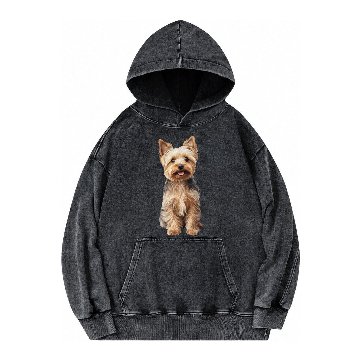 Yorkshire Terrier Dog Vintage Washed Hoodie – Black