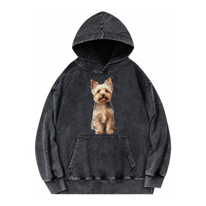 Yorkshire Terrier Dog Vintage Washed Hoodie – Black
