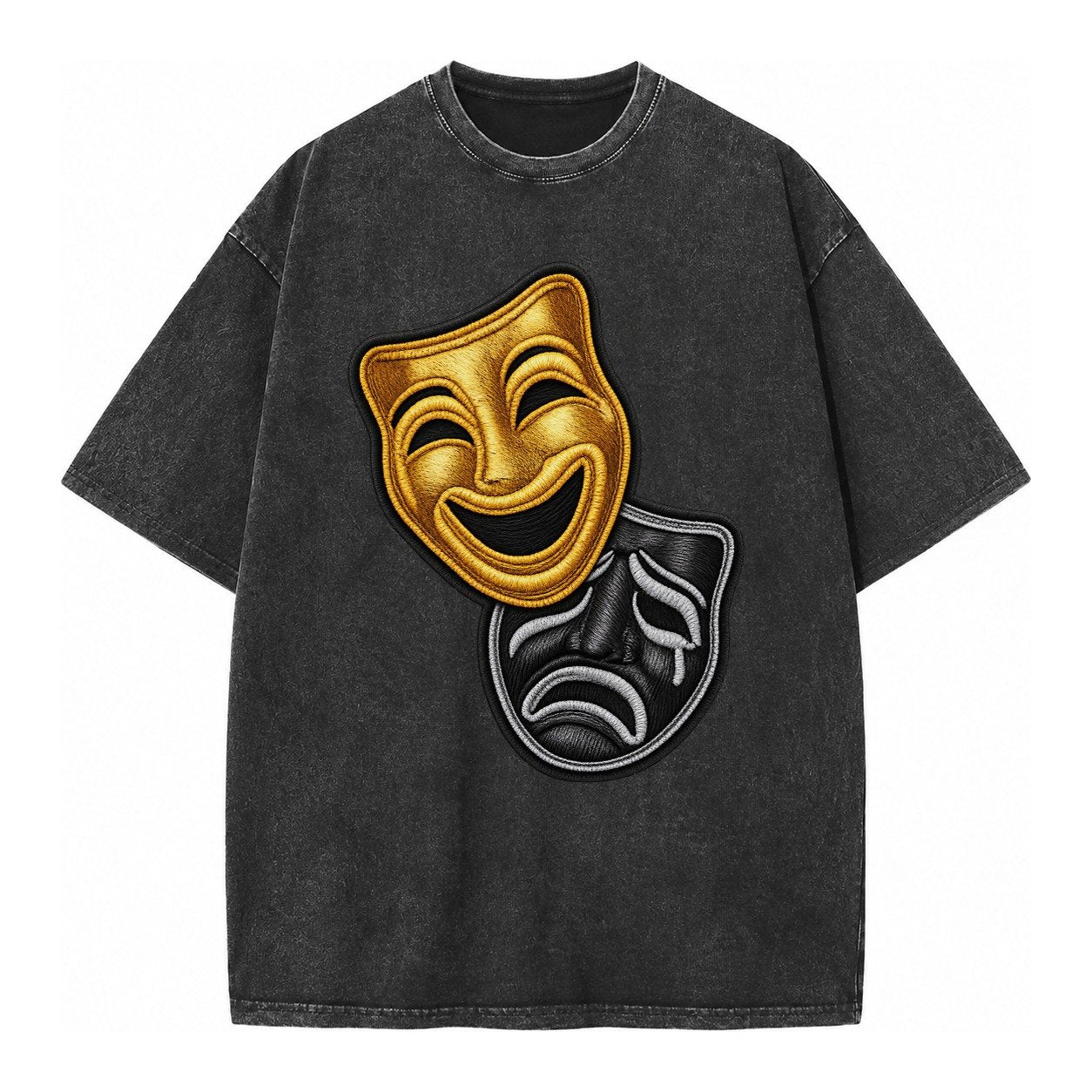 Broadway Masks Comedy Tragedy Masks In Gold And Black Theate Vintage T-shirt – Black