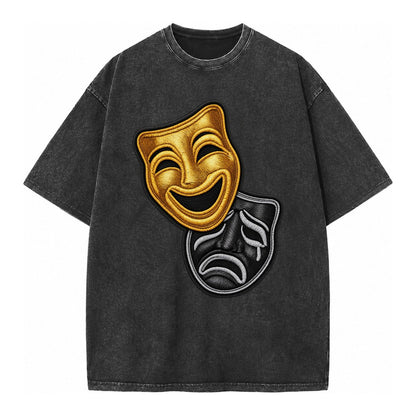 Broadway Masks Comedy Tragedy Masks In Gold And Black Theate Vintage T-shirt – Black
